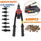 630Pcs Rivnut Rivet Nut  Riveter Nutsert Gun Tool Kit